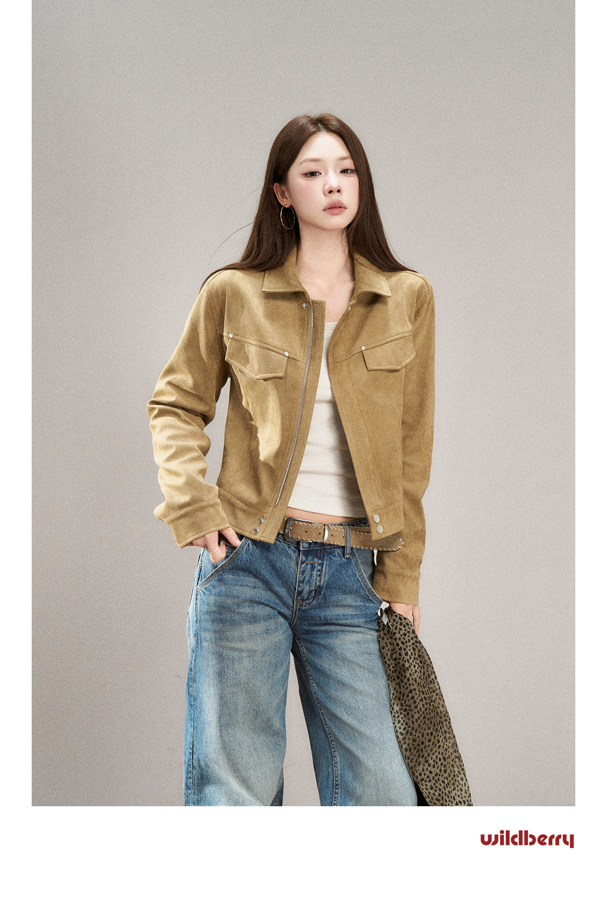 Wildberry Khaki Suede Cargo Jacket
