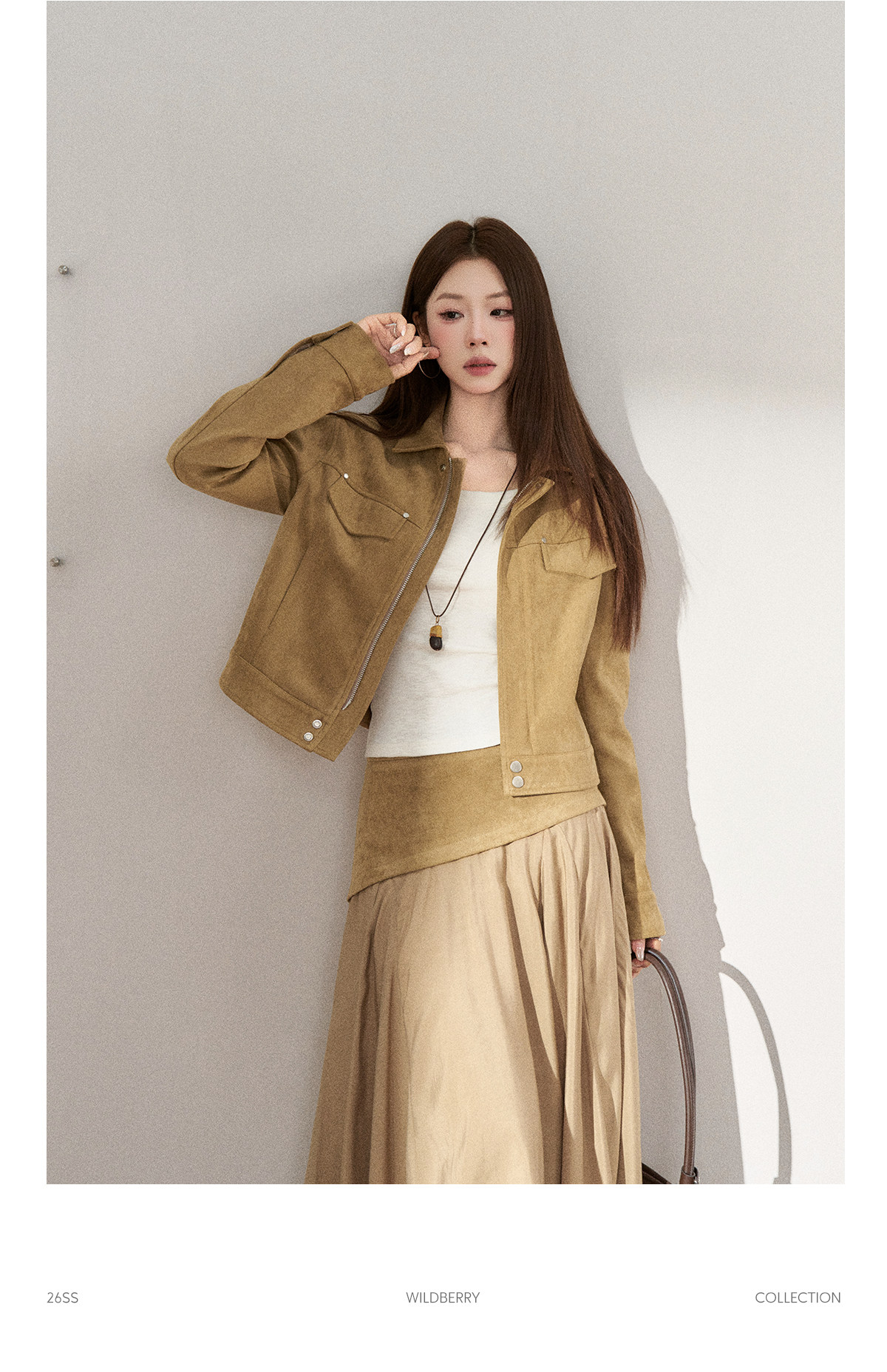 Wildberry Khaki Suede Cargo Jacket