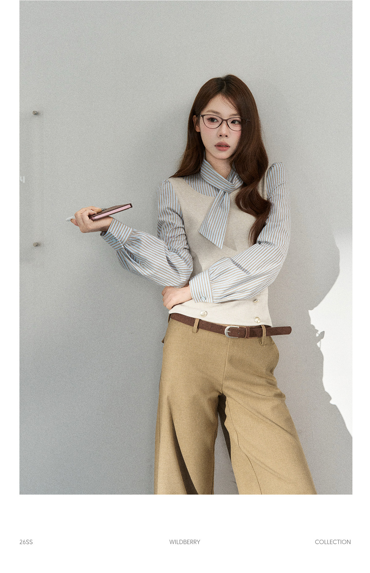 Wildberry Striped Tie-Waist Faux Two-Piece Shirt