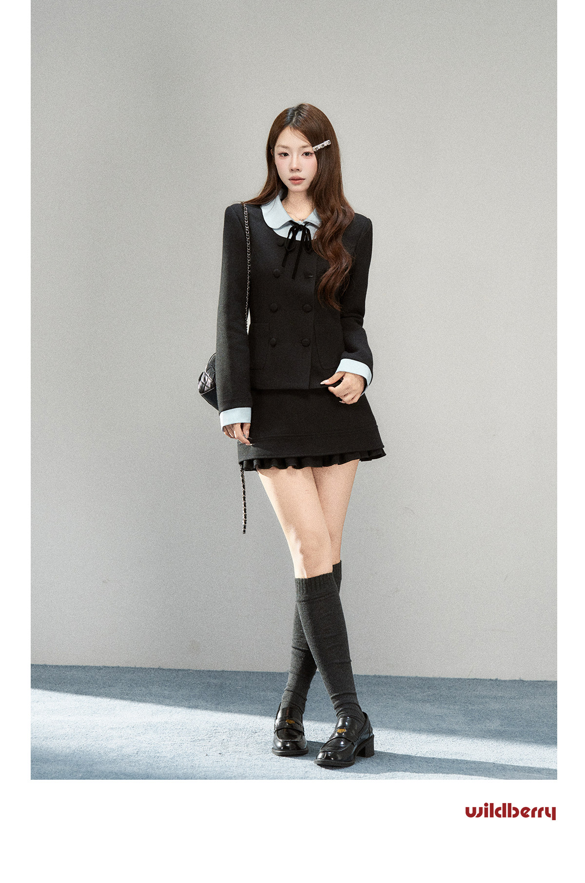 Wildberry Faux Two-Piece Colorblock Jacket and Skirt Set