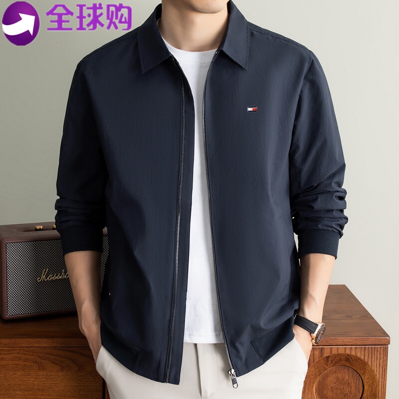 2026 Autumn/Winter New Tommy Men's Casual Jacket High-End Turn-Down Collar Men's Commuter Business Jacket