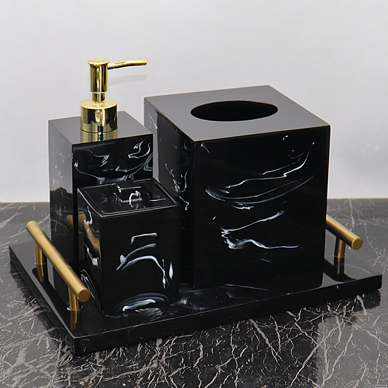 Light luxury bathroom toiletries set hotel bathroom high-end hand sanitizer bottle toilet tissue box set decoration