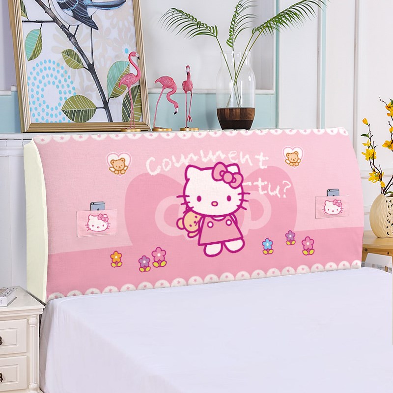 Headboard cover mesh red Tongan Nordic style all-bag KT cat Hello headboard hood removable for headboard