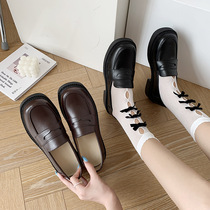 Accessories Dresses JK Little leather shoes Women Summer schoolgirls College Wind day Department Black Coffee Color White Heel Uniform Shoes