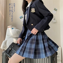 JK Uniform Dress Suit Suit Full Set Autumn Winter Original Genuine checkered Skirt Children Schoolgirls College Wind School Uniforms