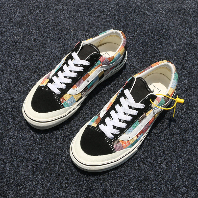 Men's Shoes Large Size 4748 Fat Feet Wide Feet Checkerboard Canvas Shoes Men's Casual Shoes Trend Skateboard Shoes Men's