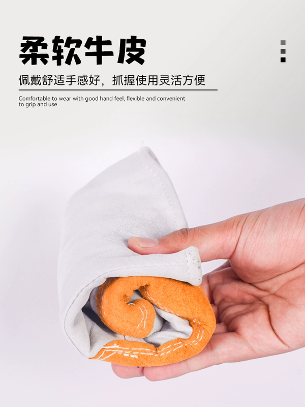 găng tay hàn chịu nhiệt Găng tay hàn mùa hè thợ hàn chống bỏng da bò chịu nhiệt độ cao da mềm mở rộng hàn mềm da bảo vệ đặc biệt bao tay hàn chịu nhiệt bao tay da hàn