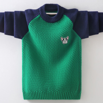 Boy sweater Spring-autumn-style thin children CUHK childrens pure cotton green needle weasel-knit boy Chauhan version of the ocean