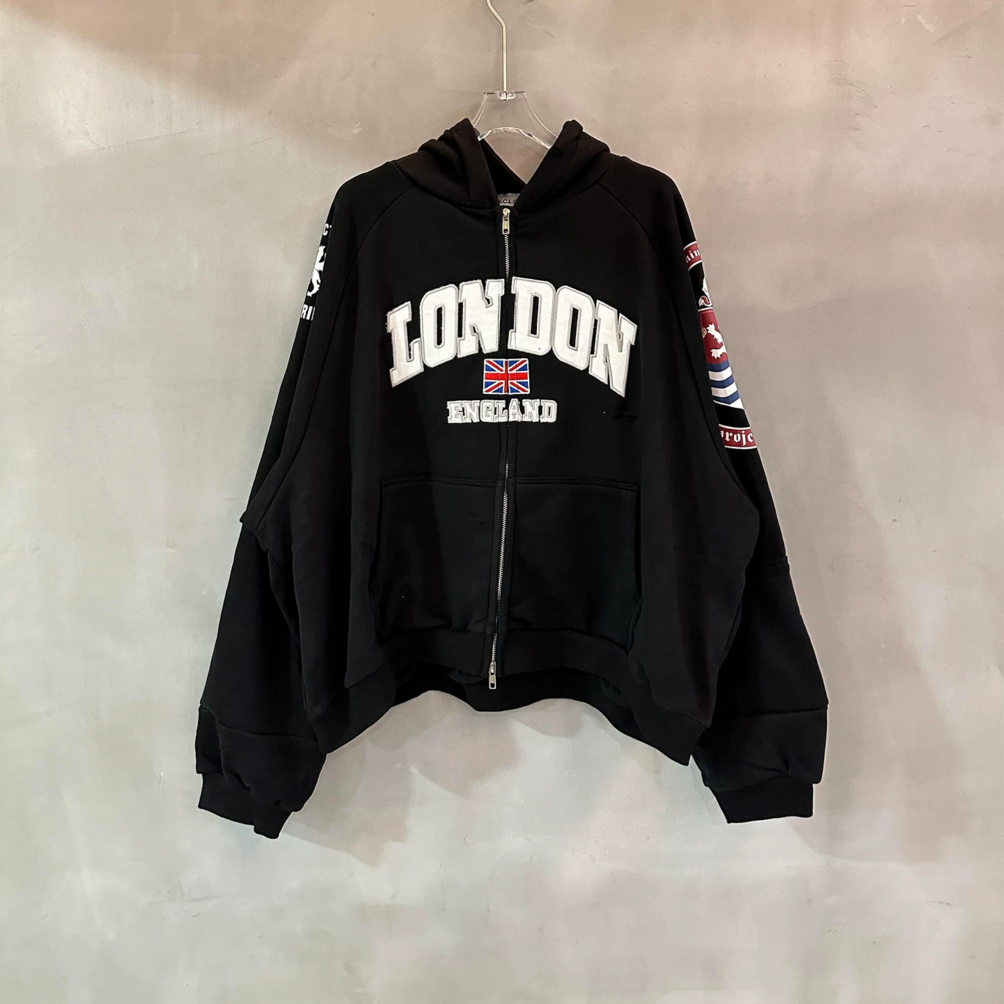 Худи-кофта с капюшоном на молнии Grailz Project G/R Niche Trendy Brand Washing and Destruction Slogan