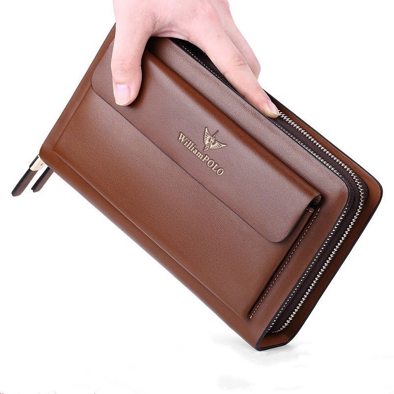 Men's Genuine Leather Clutch 2026 New Model Large Capacity Multi-Card Slot Card Holder Business Wallet Men's Clutch Bag Emperor Paul