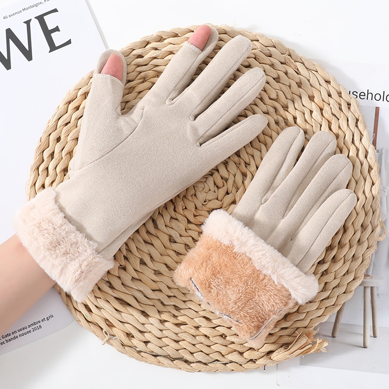 Winter Gloves for Women, Winter Flip-Top Fingerless Touchscreen Gloves, Fingerless, Fleece-Lined, Thickened, Warm, Cold-Proof, for Cycling, Men's Style