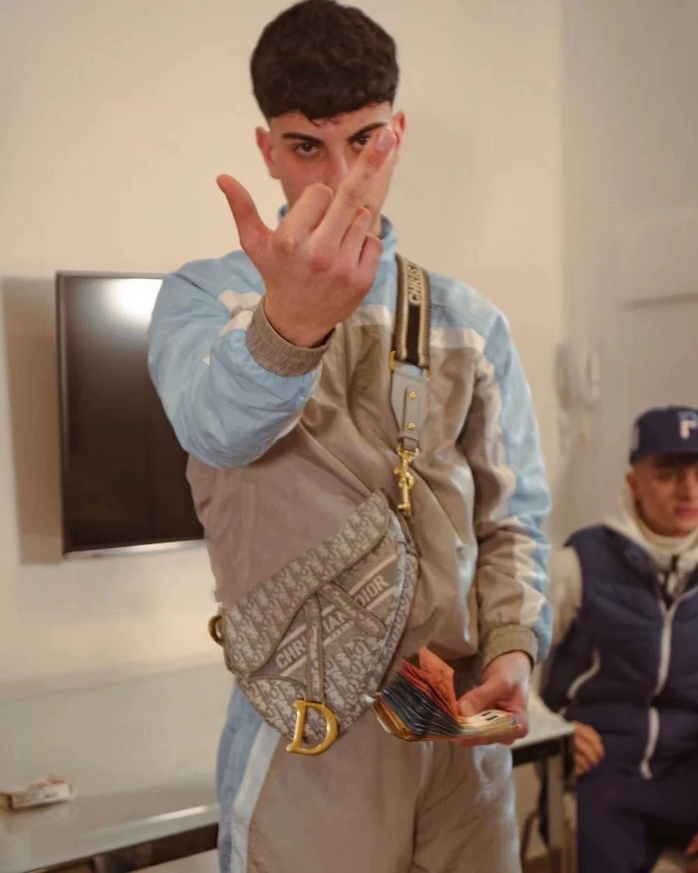 [TrapstarCentralCee同款T标梭织套装宝贝蓝拼灰风格drip ukdrill]