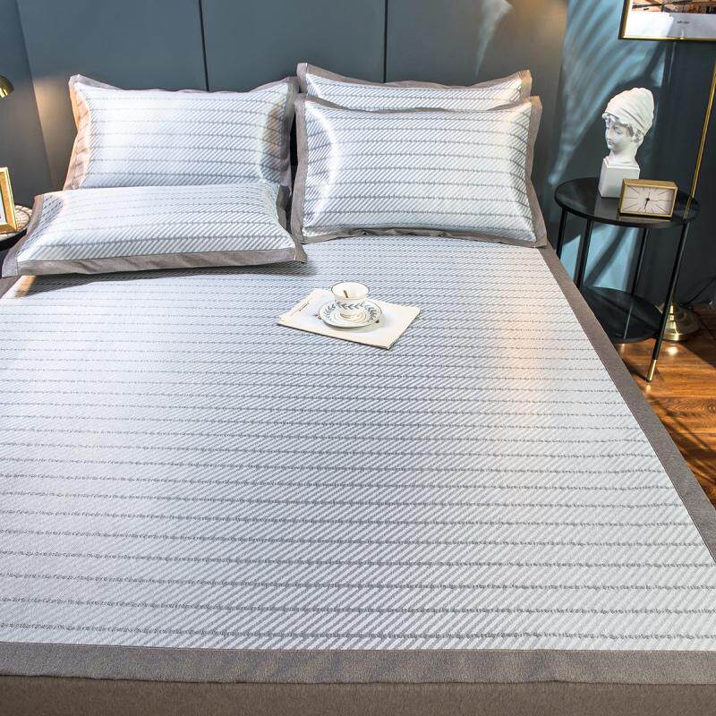 Summer ice silk mat three-piece home washable air-conditioning mat naked sleeping soft mat fitted sheet foldable - Taobao