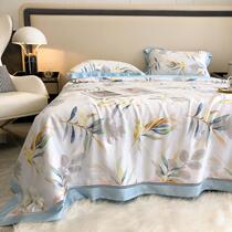 Tencel summer cool quilt four-piece double-sided ice silk air conditioner is cool summer quilt double thin quilt core machine washable