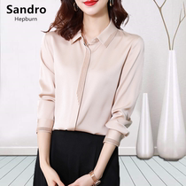 Sandro Hepburn2022 spring and autumn domestic new silk high-end fashion mulberry silk shirt top