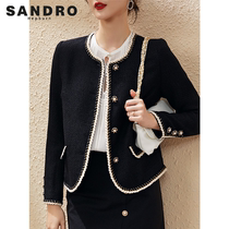 Sandro Hepburn high-end small fragrance short coat all-match 2022 autumn French retro tweed top