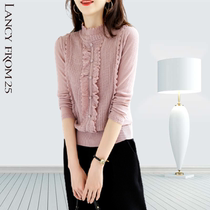 Langzi womens 2022 autumn and winter domestic new loose fungus lace wool bottoming sweater