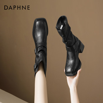 Daphne brown medium short boots 2025 winter new style