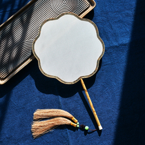 Xiangfei Bamboo Long Handle Genuine Silk Painting Embroidery Blank Group Fan DIY Material Palace Fan China Classical Hanfu Fan