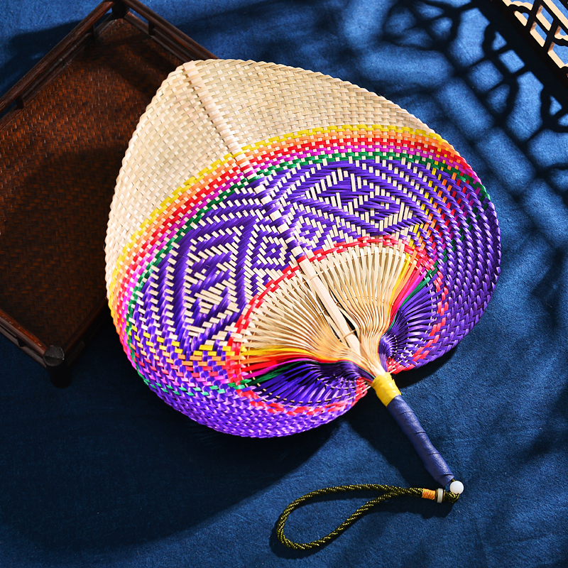 Pure handmade bamboo weaving big cattail fan weaving fan decoration baby fan wind mosquito repellent retro nostalgia carry the elderly with you