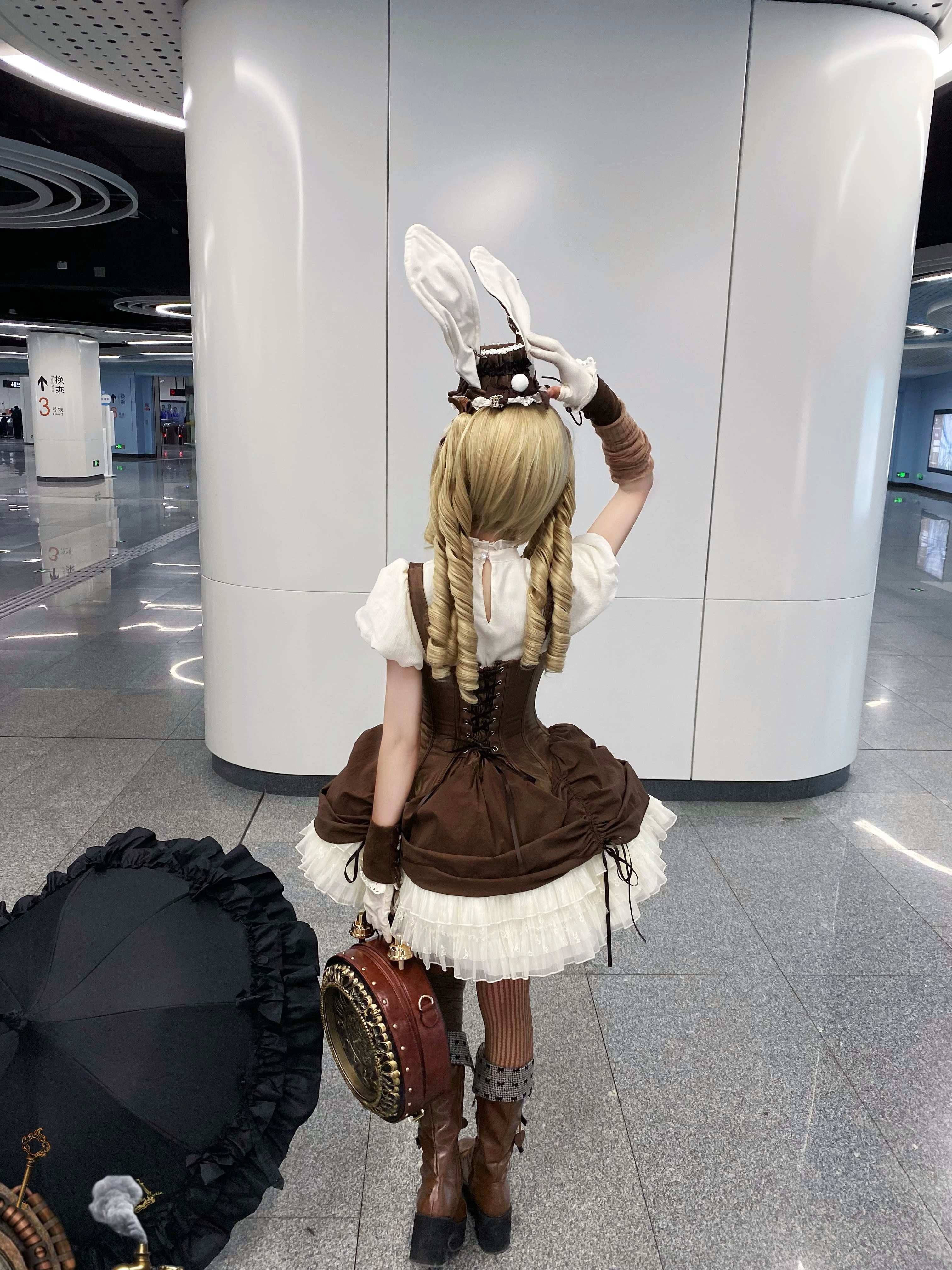 Обувь 定金|焦糖可可二团|白茶入梦原创蝴蝶结甜美高帮靴厚底圆头中长靴