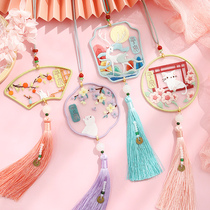 Embroidery handmade diy peace symbol material bag self-embroidered double-sided embroidery gift car pendant accessories