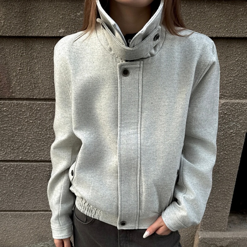 Rtimfd 50% Wool Blended Colored Yarn White Honeycomb Stand Collar Jacket, Silhouette Texture High-Fashion Right-Angle Shoulder Coat Rtimfd 50% Wool Blended Colored Yarn White Honeycomb Stand Collar Jacket, Silhouette Texture High-Fashion Right-Angle Shoulder Coat