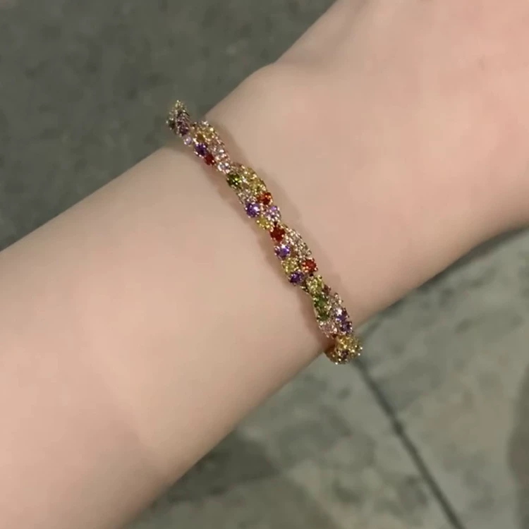 [Gulaya Bracelet Гулая разноцветные кристаллы браслет женский роскошный стиль повседневный]