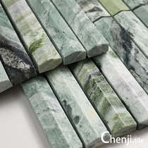 Literary fresh cold emerald green three-dimensional triangular natural stone mosaic tile bathroom kitchen background wall