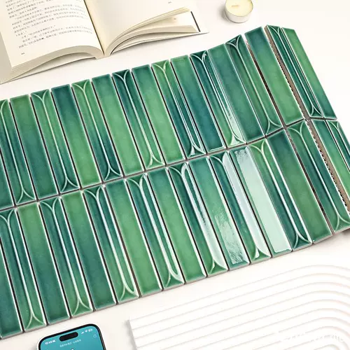 Ретро зеленая трехмерная двухрядная мозаика, французский стиль, градиент