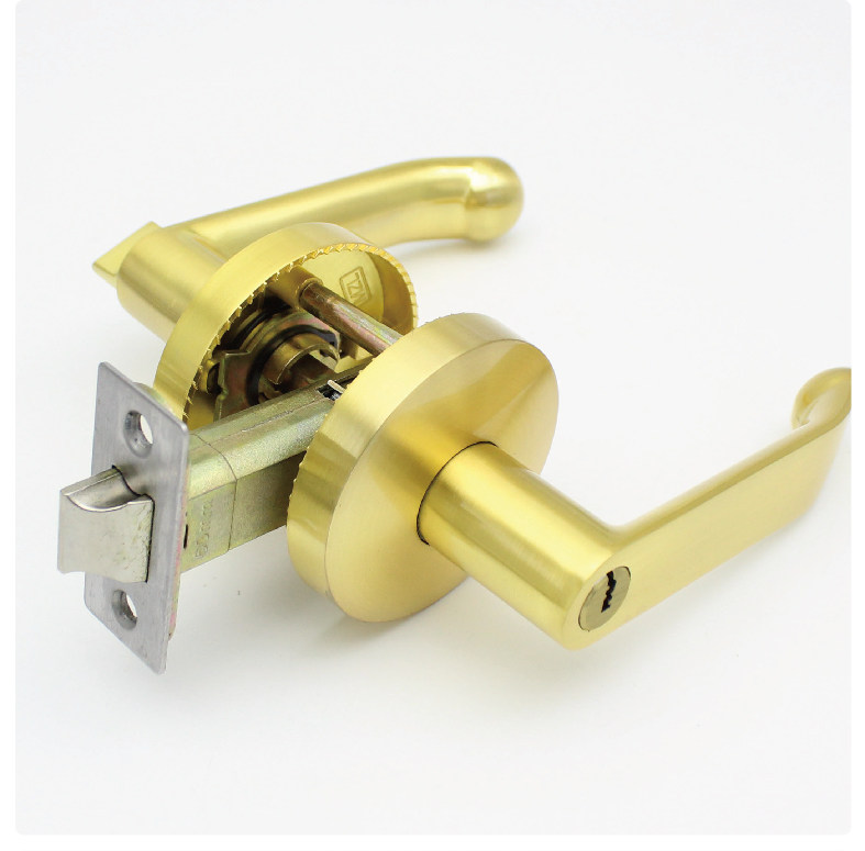 Three-bar bathroom door lock handle lock indoor bathroom golden handle lock toilet toilet keyless lock