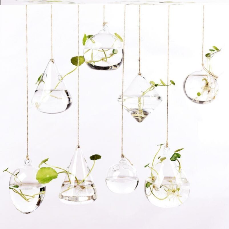 Home wall green planting gold Ge hanging Ware kindergarten plant corner hydroponics can hang transparent glass vase