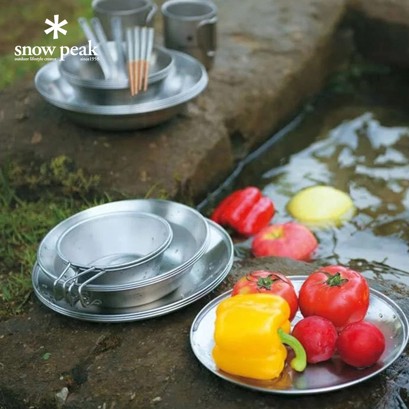 In Stock Snowpeak Stainless Steel Dinner Plate Set Outdoor Camping Picnic Tableware Tw-021