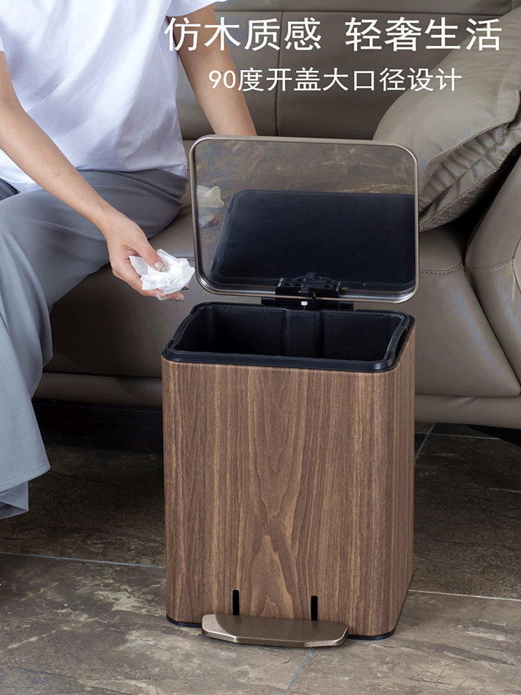 Home with lid Stainless Steel Kitchen Creative Bedroom Fashion High-end Light Lavish Make-up Room Trash bin Living Room Trash Can