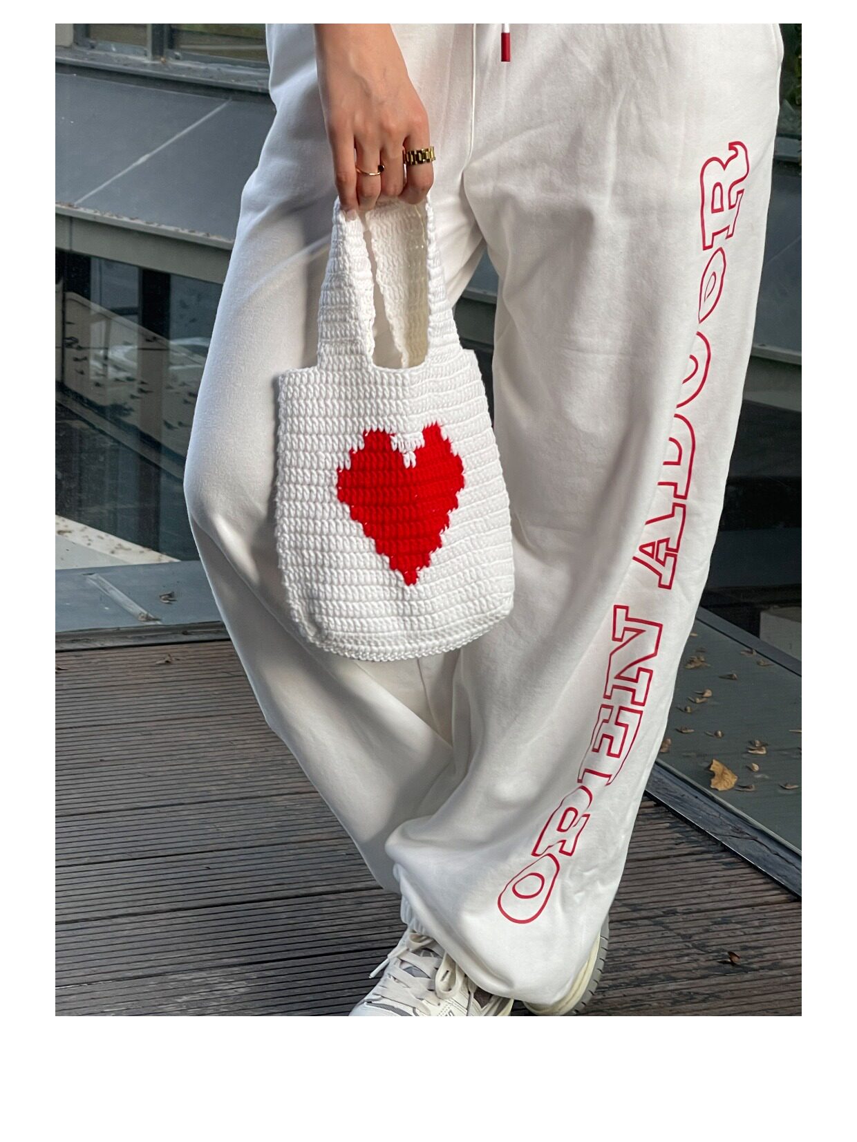 товар из китая 【纯手工】adoor 2色可爱爱心迷你手拎包妈妈手工钩织欧美ins毛线 OTHER