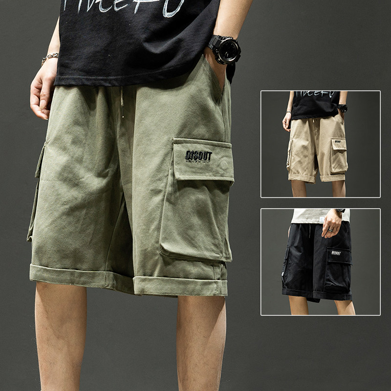 Frock shorts Men's summer day Tide Cards 50% Pants Yu Wenle Loose Casual Card Its Color Trendy Straight Drum 50% Pants