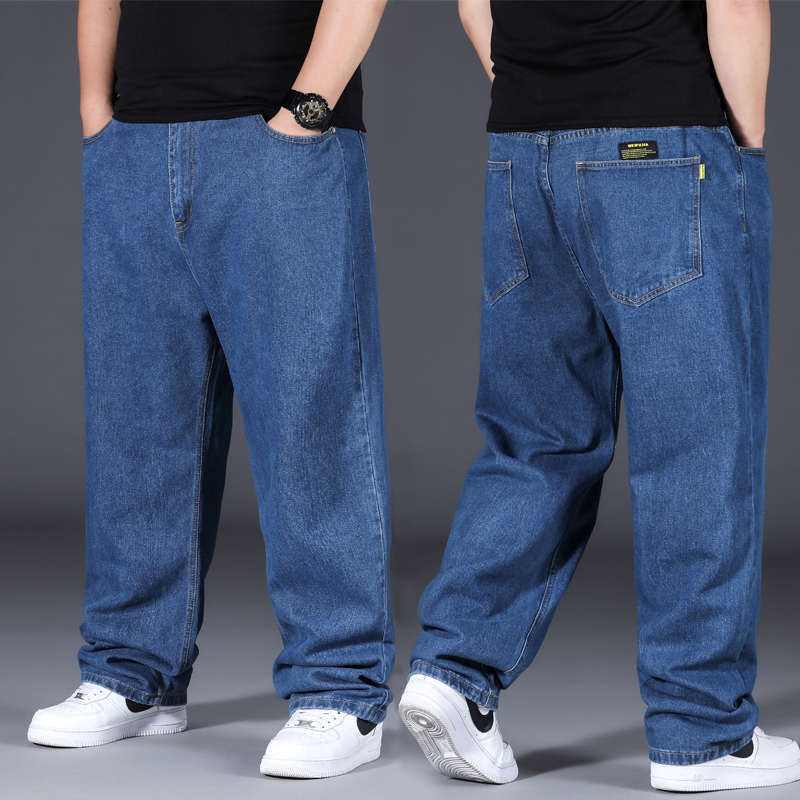 Autumn and winter jeans men's clothing plus fat plus size loose straight fat man fat man wide leg dad long pants tide fat