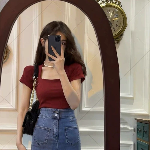 Jiuhong u fang ling ting plound t -hisk женский летний ветер летний шикарный короткий облако сладкий нишевый нишевый нише