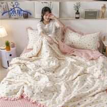  Tim Mercury cloud small floral inside and outside cotton summer cool quilt four-piece cotton thin air-conditioning quilt double washable