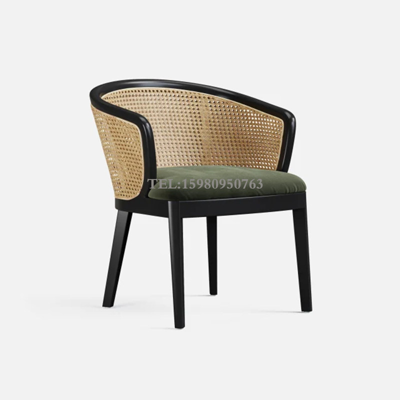 New Chinese minimalist leisure chair weaving rattan chair sofa chair model room design hotel lobby rattan dining chair reception chair