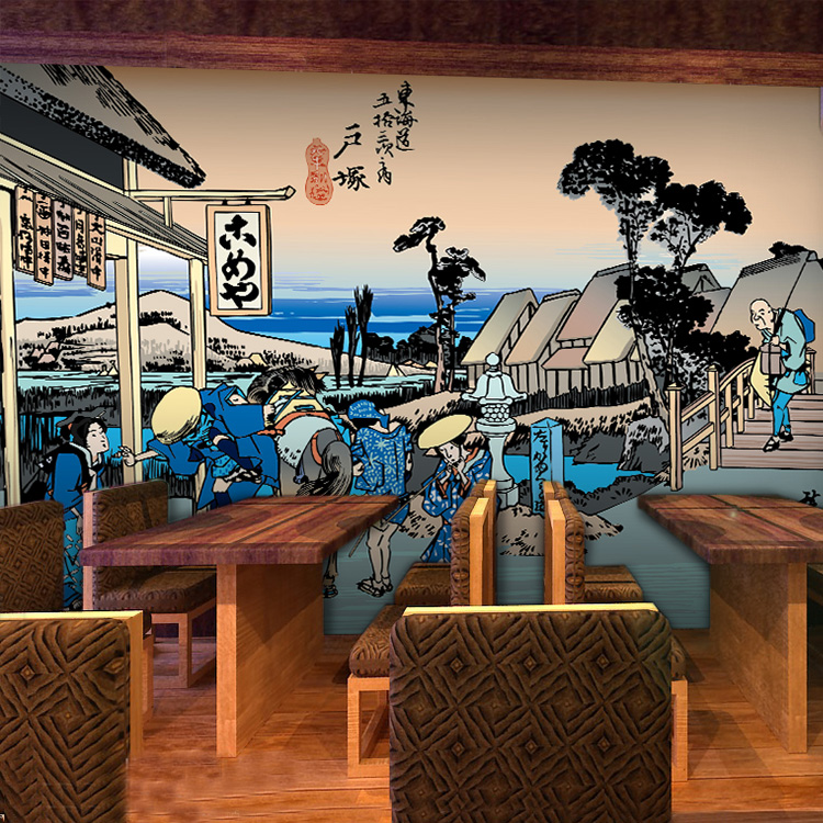 [USD 7.10] Japanese Sushi Restaurant Wallpaper Japanese Restaurant