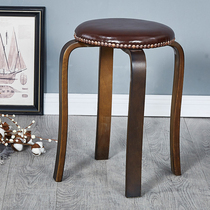 Fashion guzheng home bench Stool Den Son Original Wood Color Beauty Stool Dining Stool solid wood Easy round stool Wooden Stool 