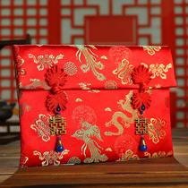  Big red bag wedding 10000 yuan oversized 100000 color gift Hi word gold bag kiss change mouth cloth Satin wedding red packet