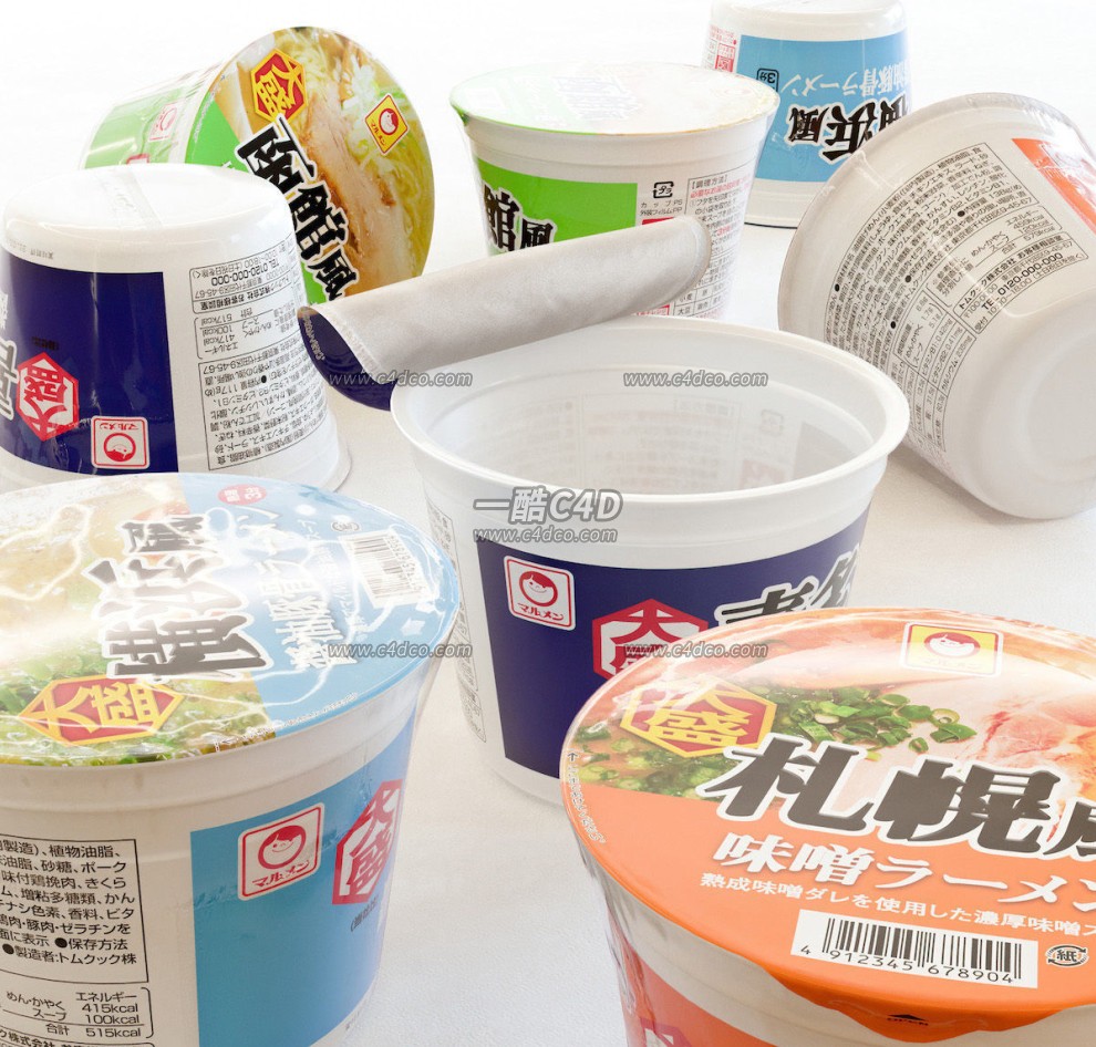 一酷C4D 大桶方便面3D模型