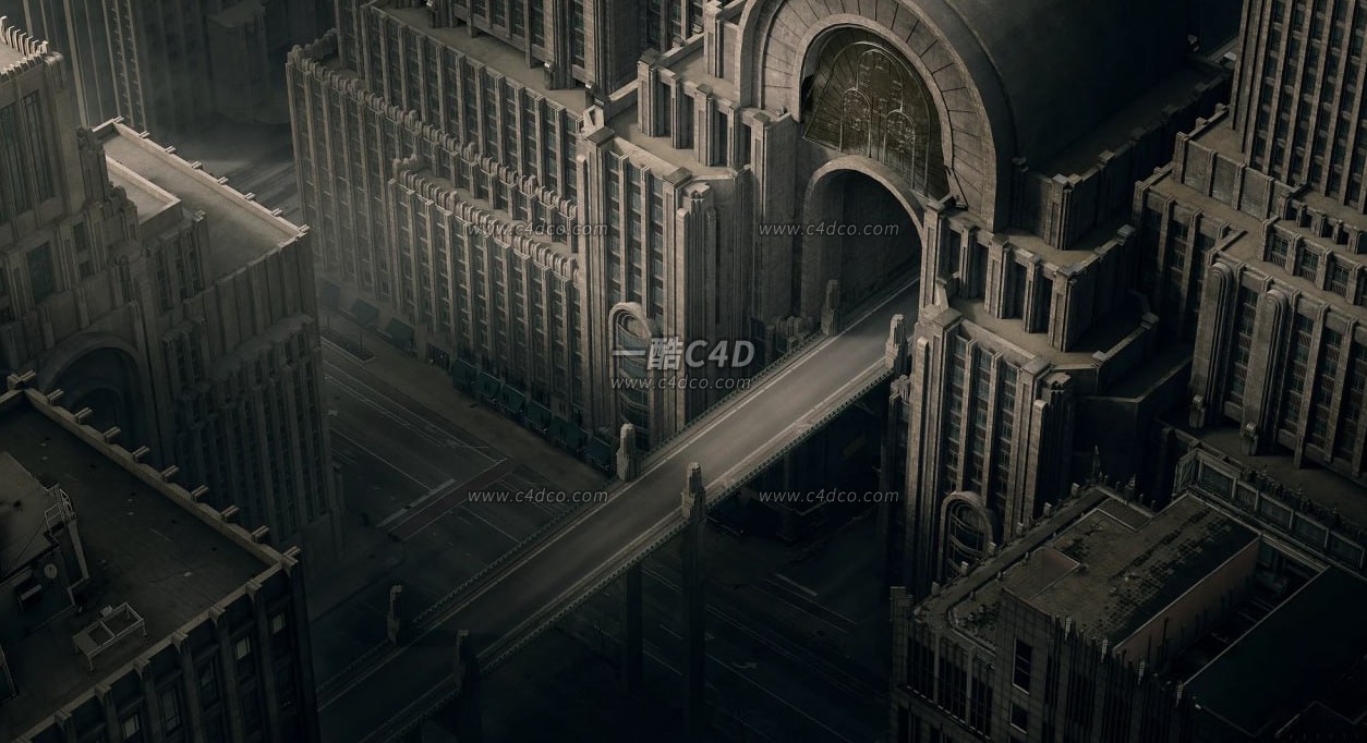 西方奢华大都市建筑场景Kitbash3D资产模型