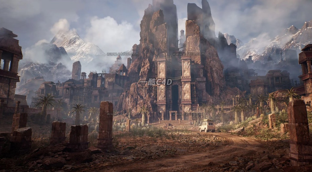 古老的卢米纳拉神秘建筑宫殿废墟寺庙3D模型资产