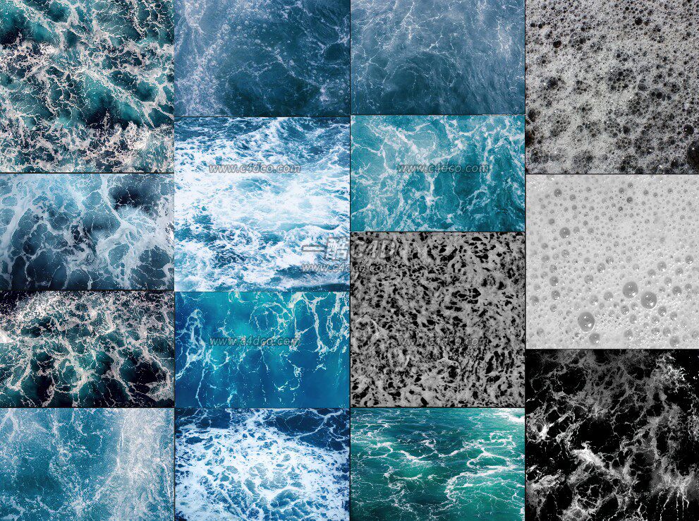 一酷C4D 15组海洋泡沫4K高清无缝纹理贴图素材