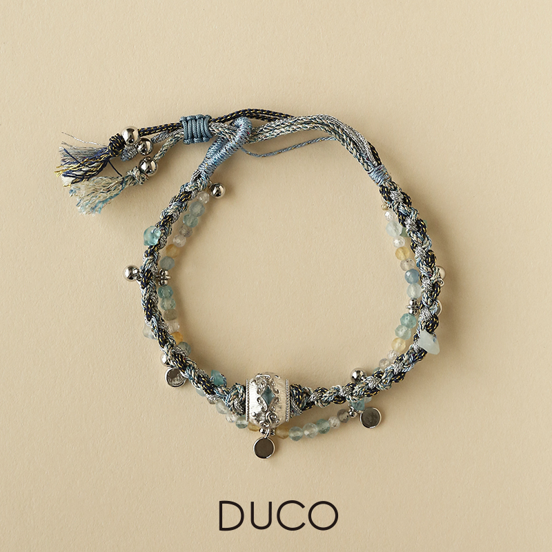 [Same Style as Zhang Linghe and Sun Yi] Duco Wishing Jar Series Fortune Beads Double-Layer Braided Bracelet with Beads