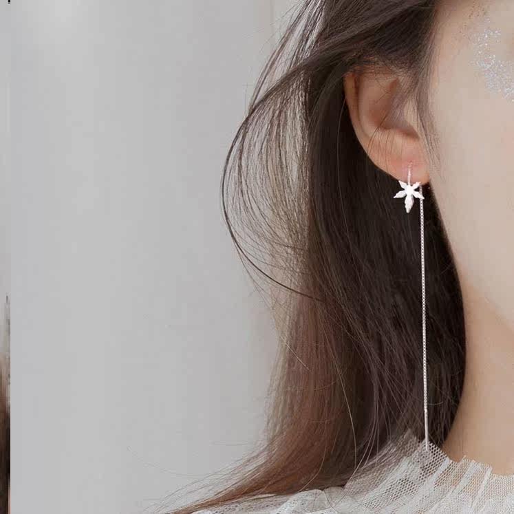Pure Silver Earrings Woman Summer Style With Long Version 2021 New Tide Silver Earrings With Slim Earrings Atmospheric Superfairy