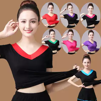 Dancing middle-aged and elderly short-sleeved square dance dance clothes clothing women summer coat dance clothes 2021 practice new
